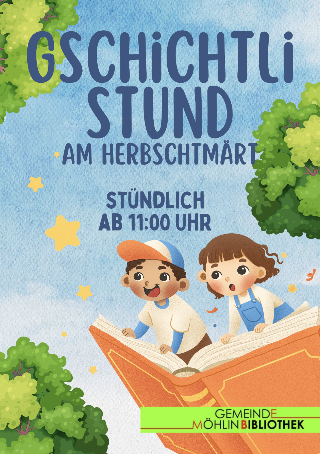 Plakat zur Gschichtli-Stund am Herbschtmärt 2026